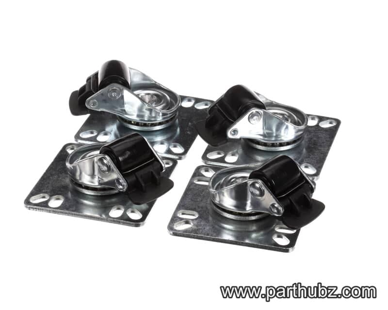 Atosa WA400002 Caster Kit, Low Profile, Swivel Plate with Brakes, Set of 4