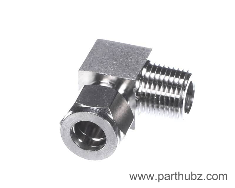 Keating 063385 Fitting, 90 Degree Elbow, 1/2" Compression x 3/8" Outside PT, Stainless Steel